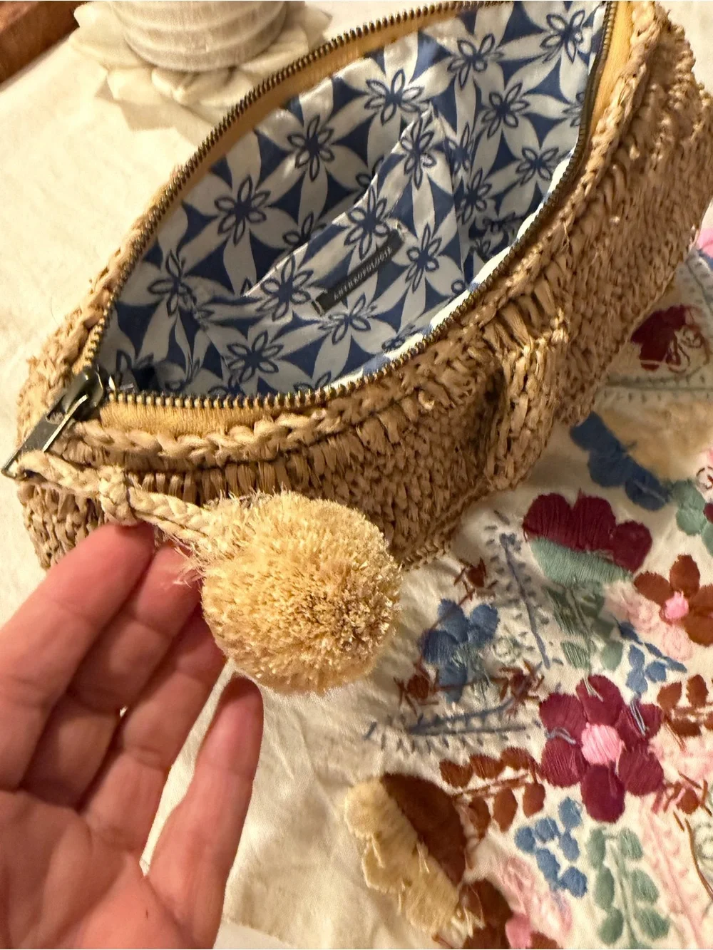 ANTHROPOLOGIE Woven Raffia Clutch Bag in Natural Tan
